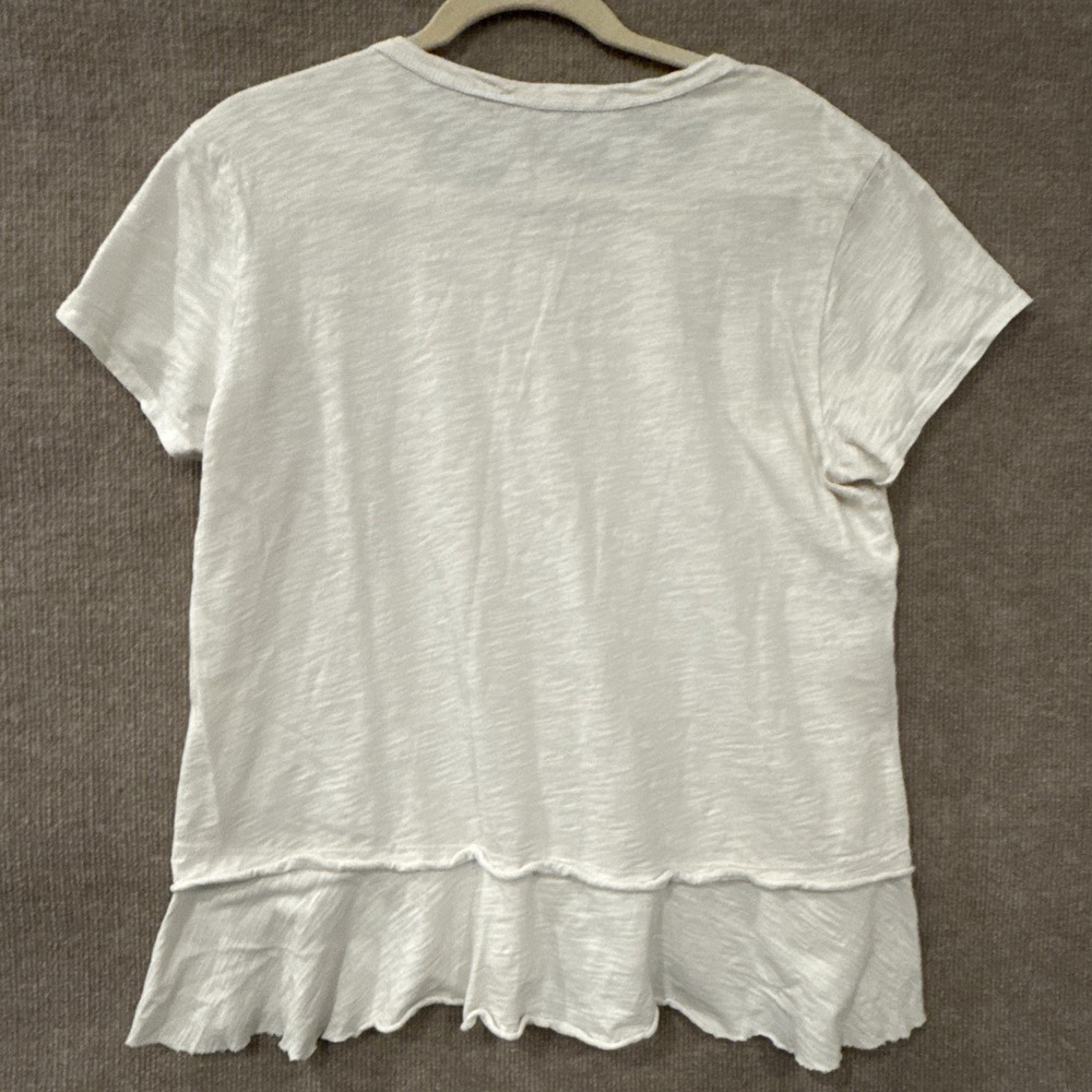 Wilt Short Sleeve Tiered Raw Hem Tee Women's L White Heather Crewneck Boho - Picture 6 of 7